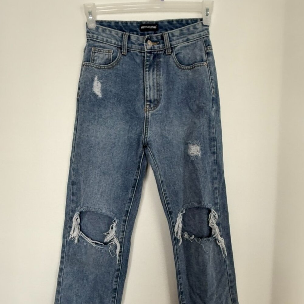 PrettyLittleThing Distressed Straight-Leg Jeans – Size 8 (UK 8 / US 4)